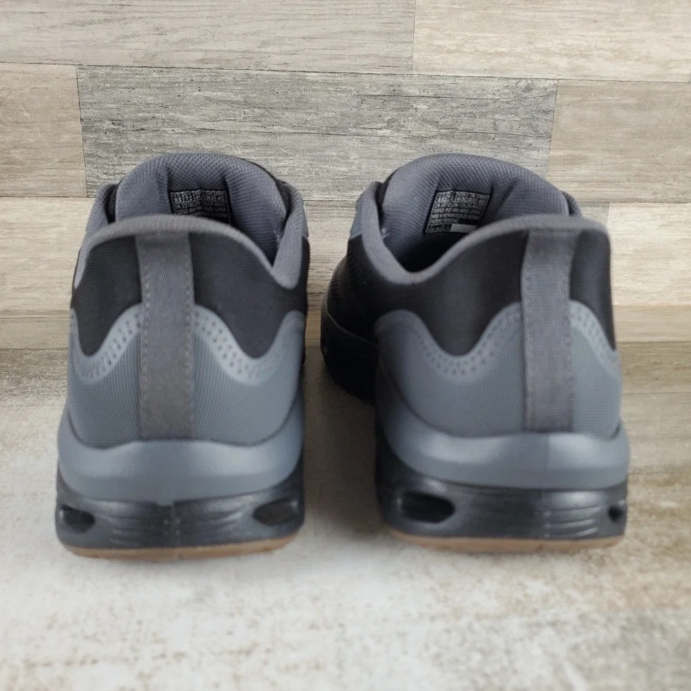 Skechers Glide Step Mens Hiking Shoes Sz 8.5 Black Charcoal Mesh Lace Up Sneaker